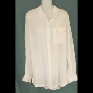 NWT White Blouse-Button Front Long Sleeves